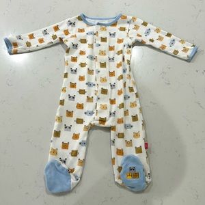 Magnetic me footie, size 6-9 months - block animal print